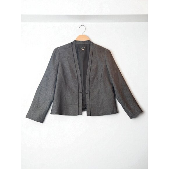 Women's Evan Picone Black Label Black/White Tweed Open Front Jacket - Picture 2 of 16